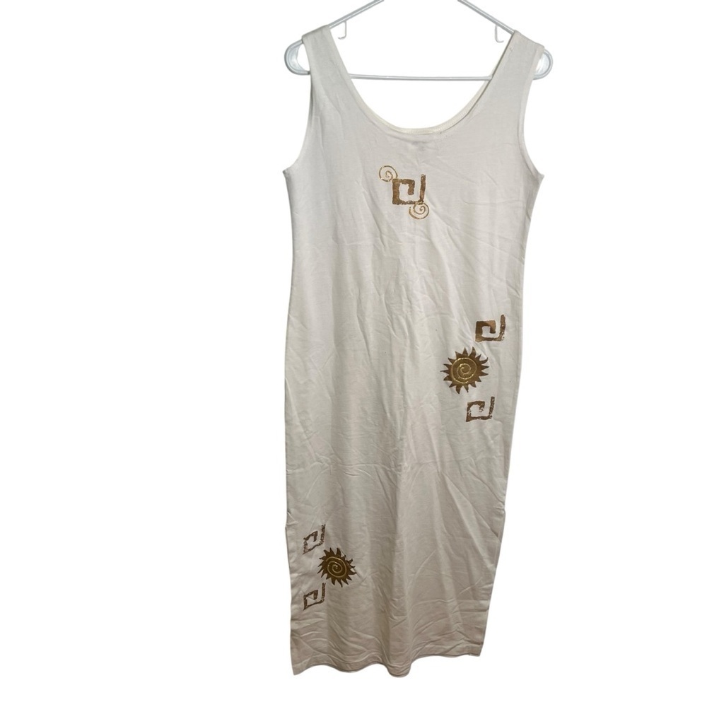 Typhoons by Melissa Ltd‎ Women's Size S/M Hand Painted Dress White Gold Sun